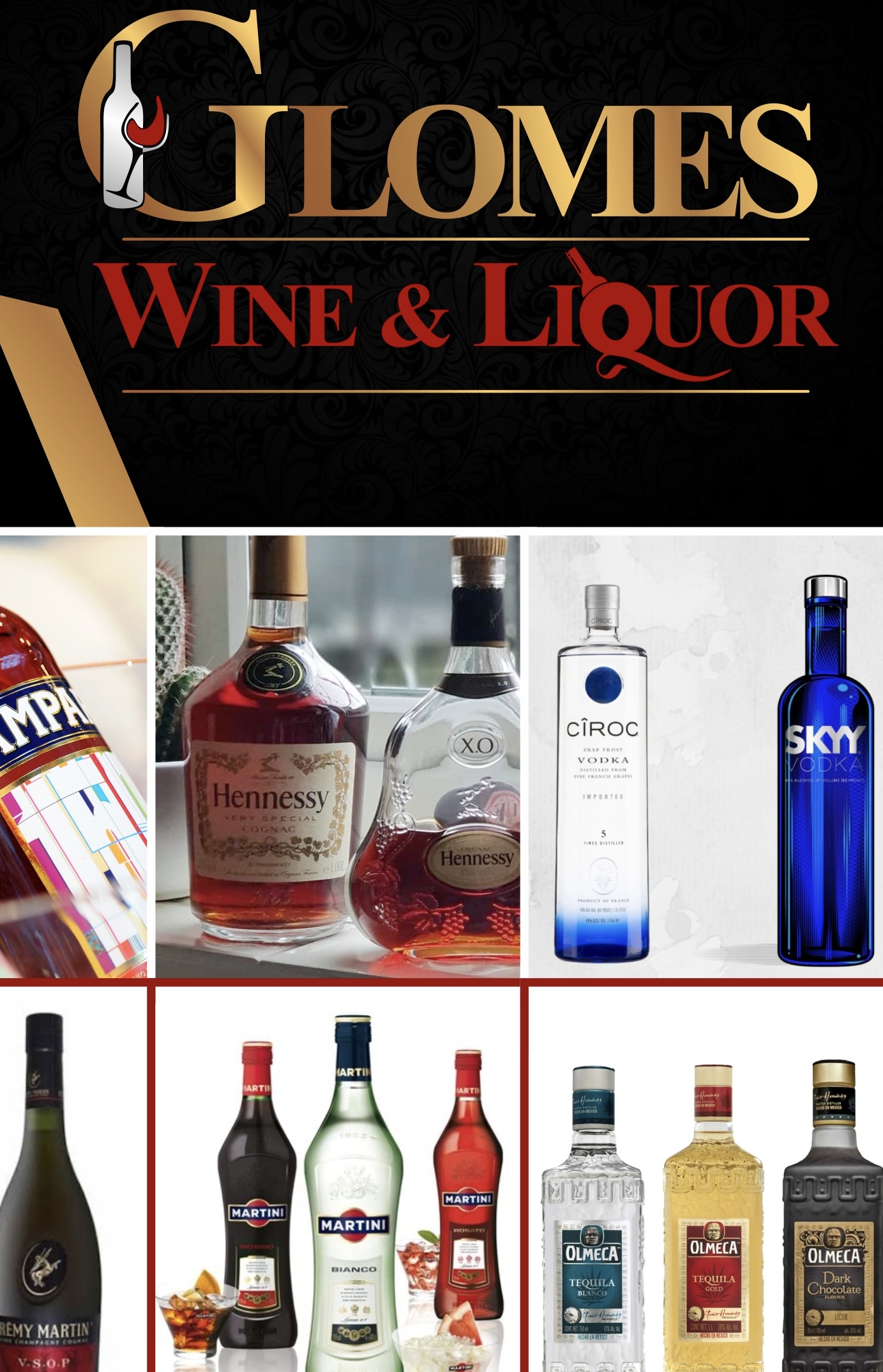 Glomes wine and liquor Banner